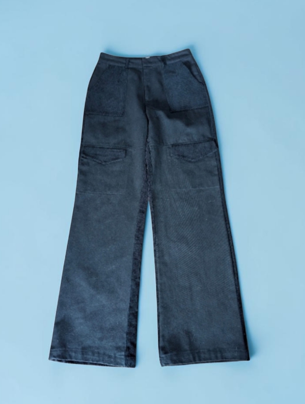 New Wide Leg Black  Corduroy Black Pants Modern  NWT W27 L32 Sz S